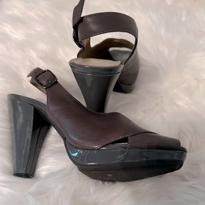 Charcoal gray platform heel